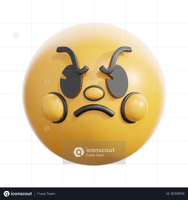 Angry face Emoji 3D Icon