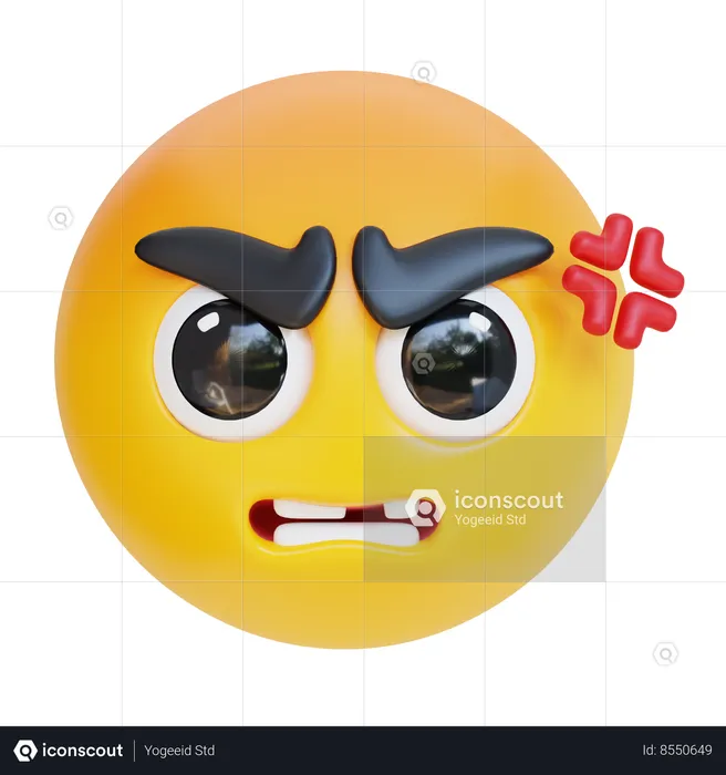 Angry Face  3D Icon