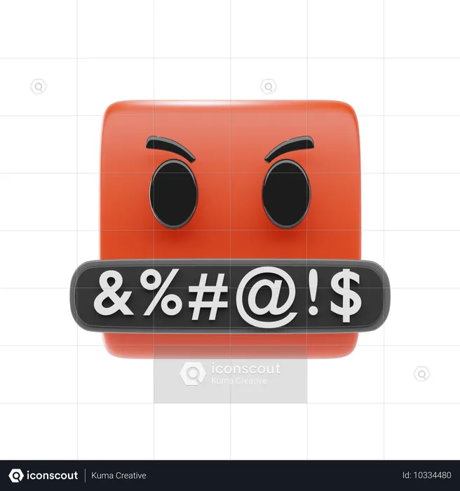 Angry Face Emoji 3D Icon