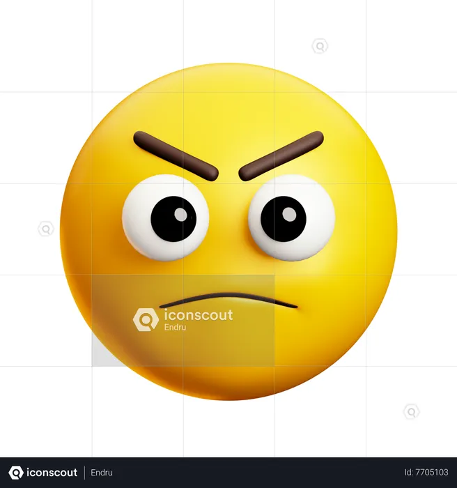 Angry Face Emoji 3D Icon