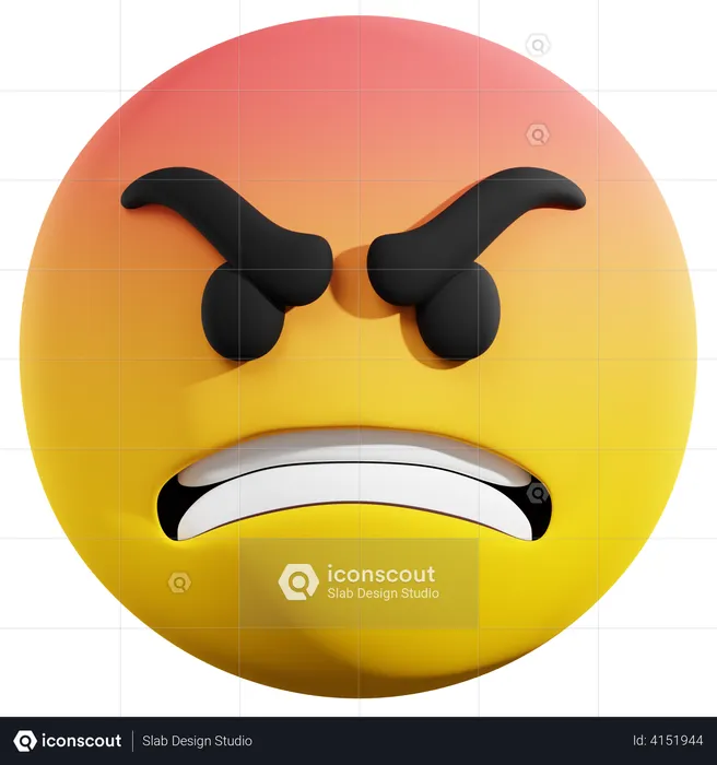 Angry Face  3D Illustration