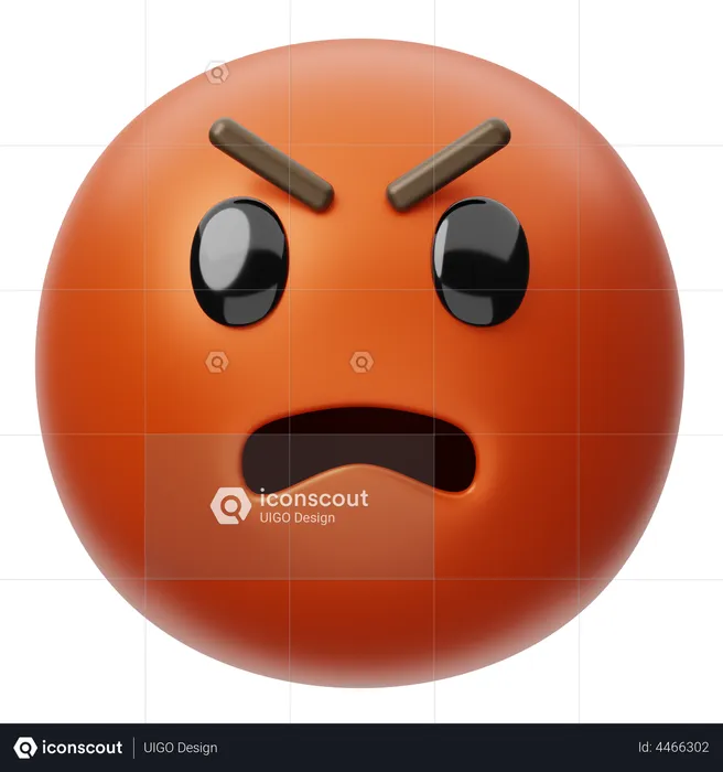 Angry Face Emoji 3D Illustration