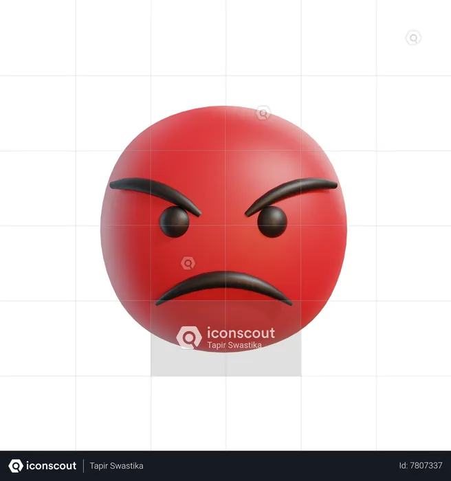 Angry Face Emoji 3D Icon