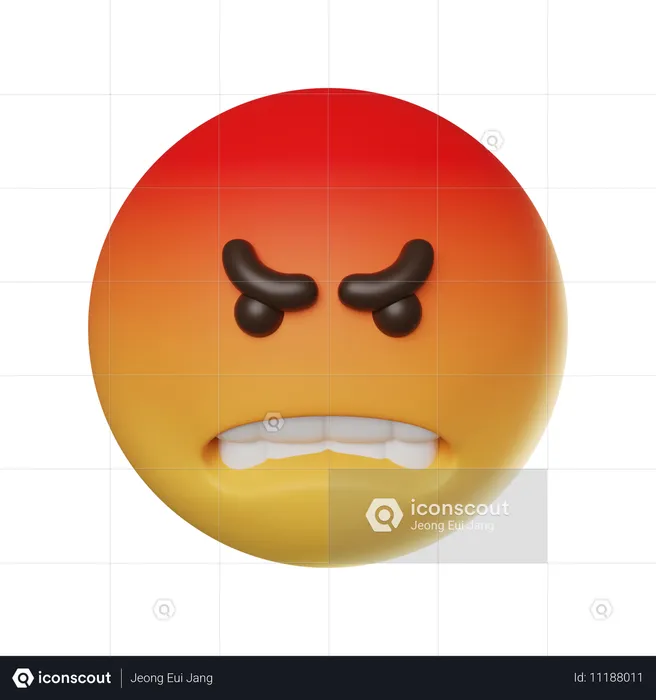 怒った顔の絵文字 Emoji 3D Icon