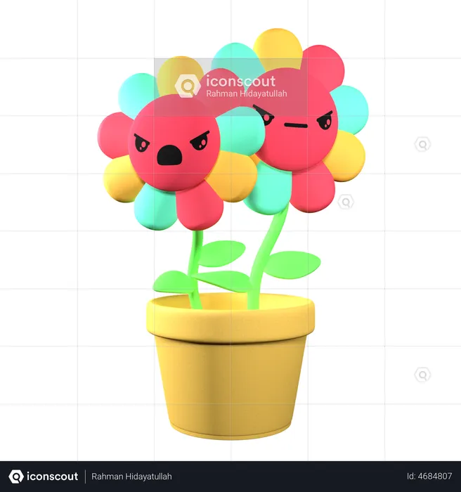 Angry Flower  3D Illustration