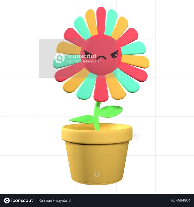 Angry Flower  3D Illustration