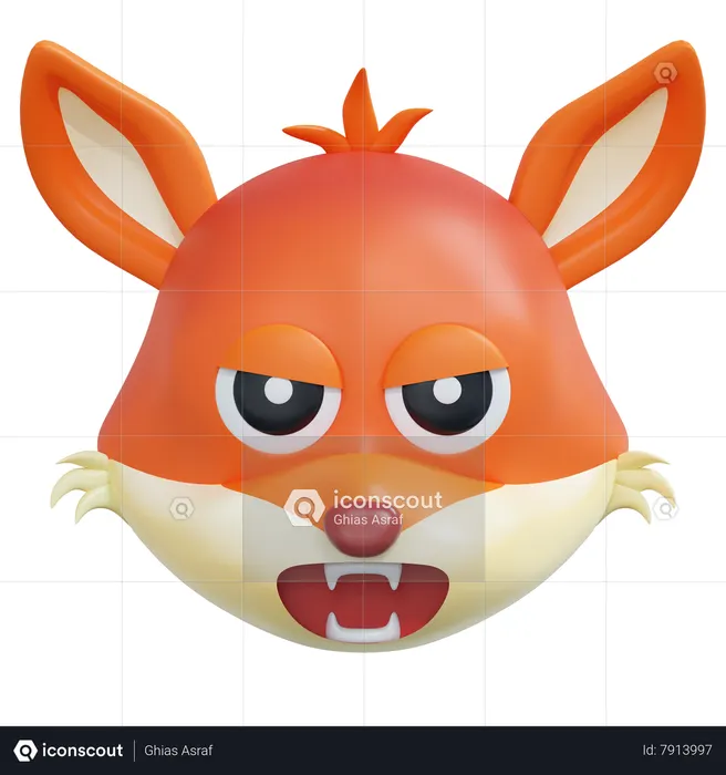 Angry Fox Emoticon Emoji 3D Icon