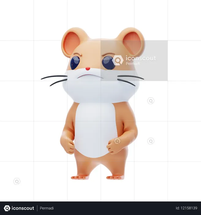 Angry Hamster Character  3D Illustration