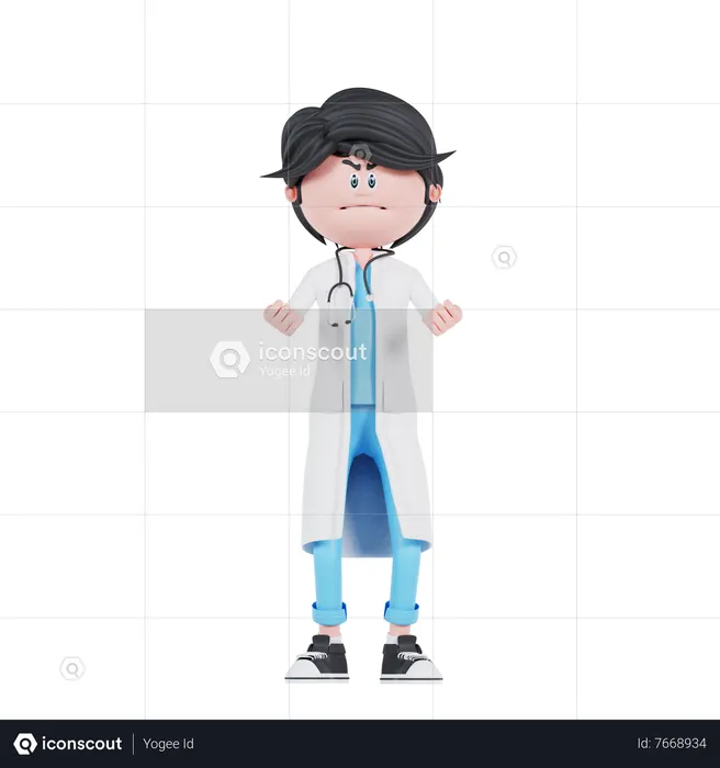 Angry male doctor  3D Icon