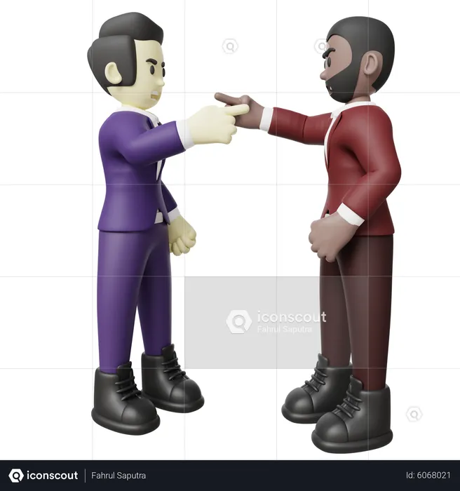 Angry Men Pointing Each Other  3D Illustration