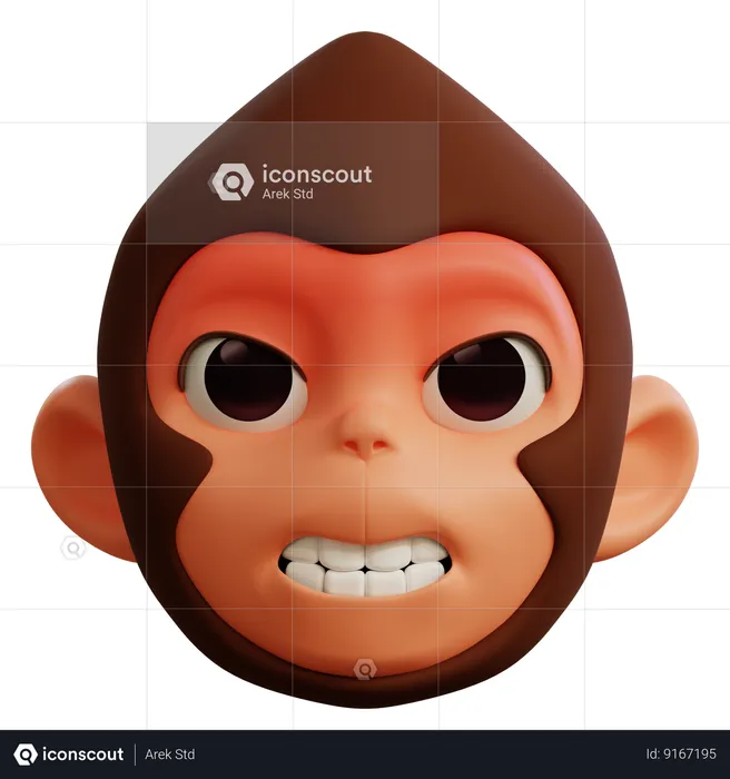 Angry Monkey Emoji 3D Icon