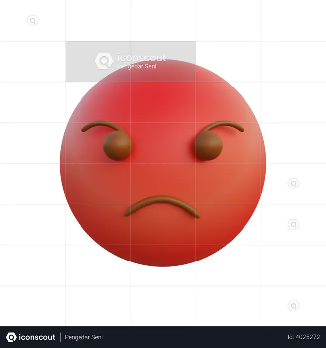 Angry pout face Emoji 3D Illustration