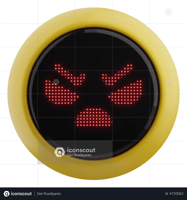 Angry Robot Emoji 3D Illustration