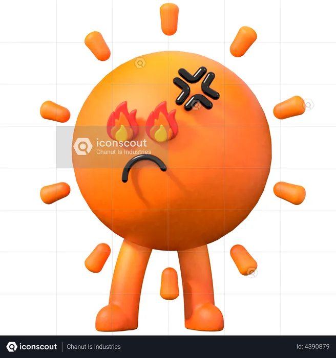 Angry Sun  3D Illustration