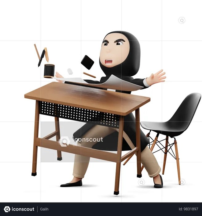 Angry Woman For Overloaded Work  3D Illustration