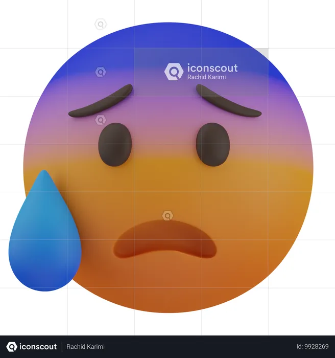 Ängstliches Gesicht mit Schweiß Emoji 3D Icon