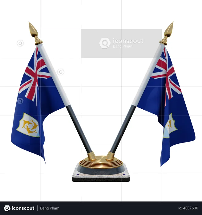 Anguilla Double Desk Flag Stand Flag 3D Flag