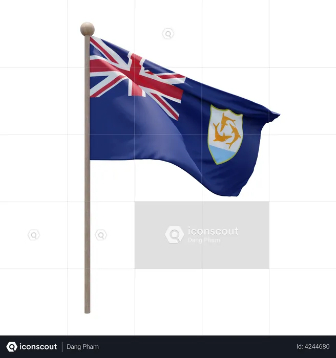 Anguilla Flagpole Flag 3D Flag