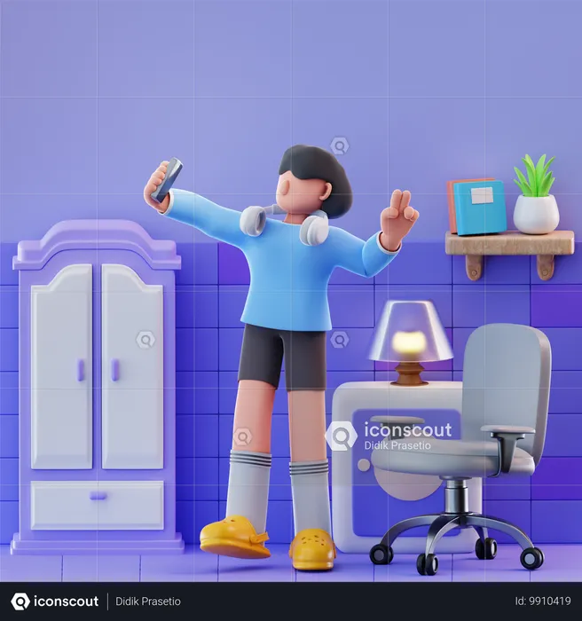 Anie Taking A Selfie  3D Illustration