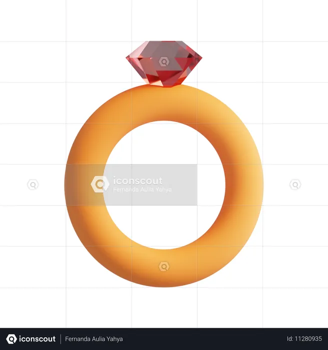 Anillo de compromiso  3D Icon