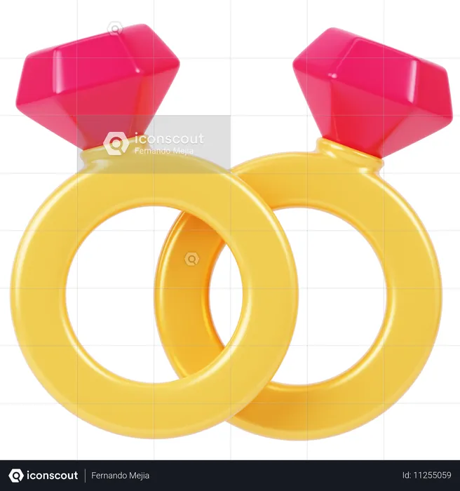 Anillos de amor  3D Icon