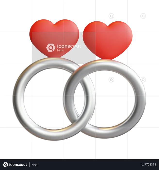 Anillos de amor  3D Icon