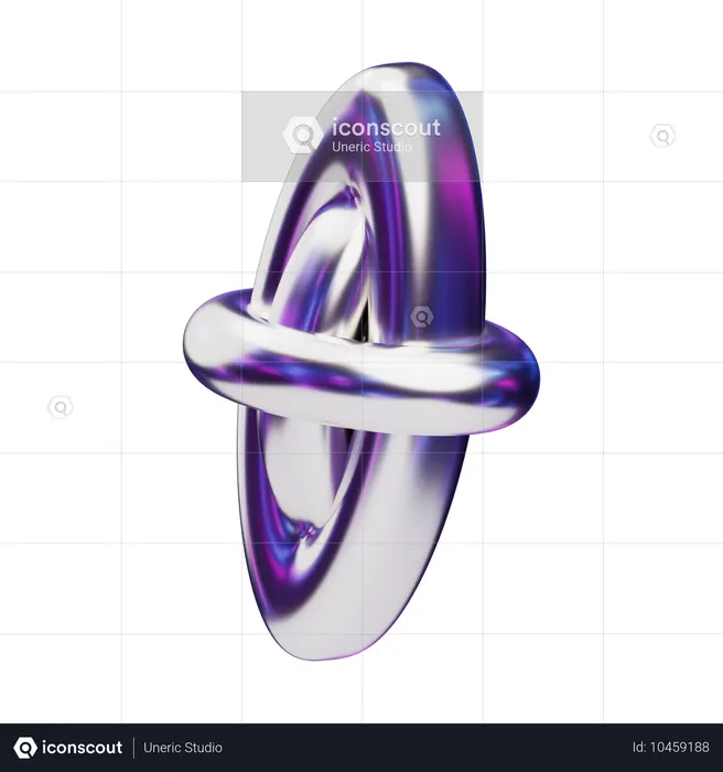 Anillos metálicos entrelazados abstractos cromáticos  3D Icon