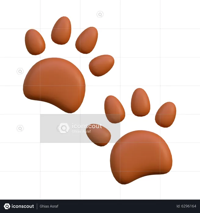 Animal Foot Trace  3D Icon