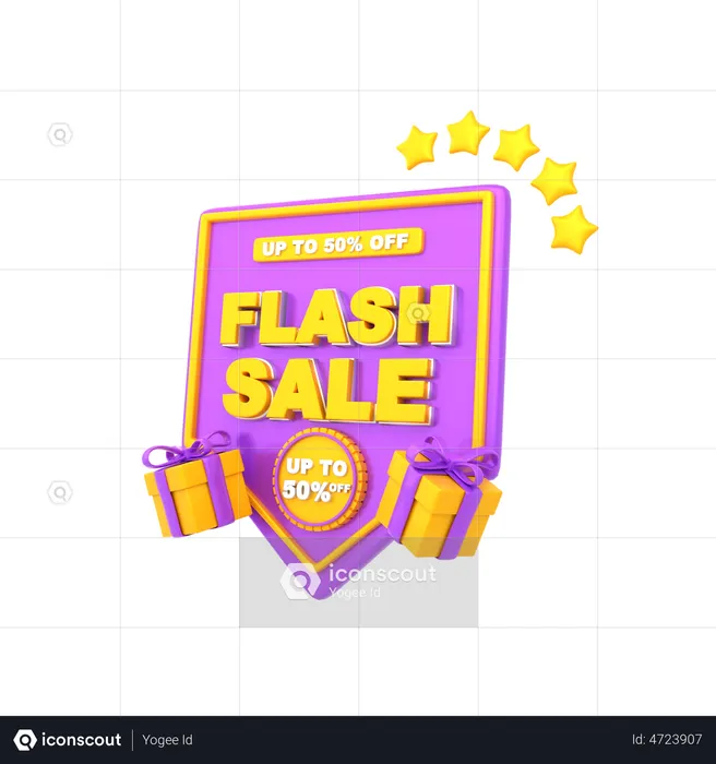 Annonce de vente flash jusqu'à 50 %  3D Illustration