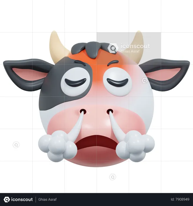 Annoyed Cow Emoji 3D Icon