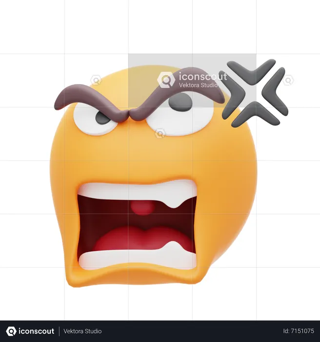 Annoyed Emoji Logo 3D Icon