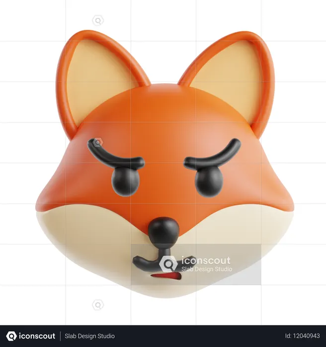 Annoyed Fox Face Emoji  3D Icon