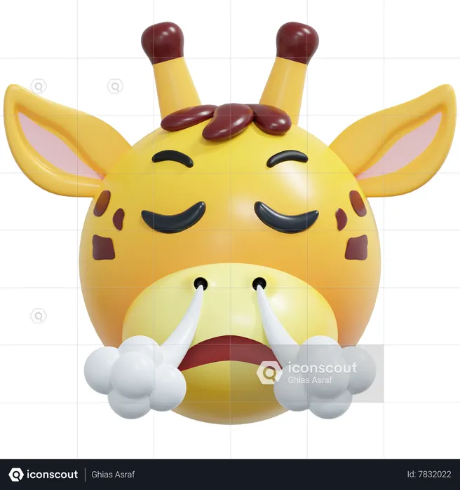 Annoyed Giraffe Emoticon Emoji 3D Icon