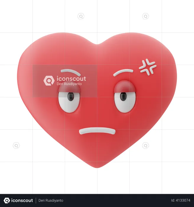 Annoying Heart Emoji 3D Illustration