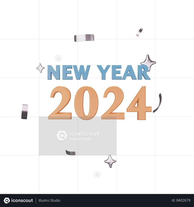 Año nuevo 2024  3D Icon