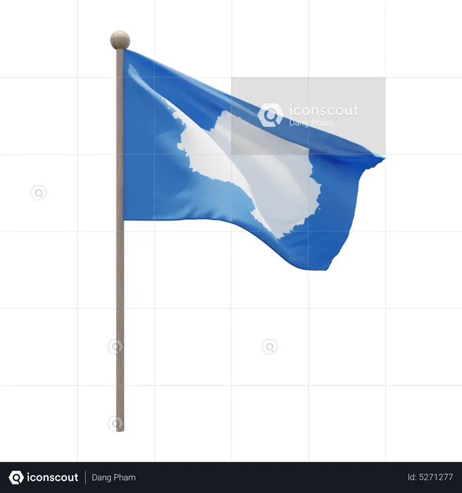 Antarctica Flagpole Flag 3D Icon