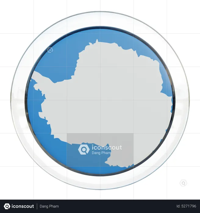 Antarctica Round Flag Flag 3D Icon