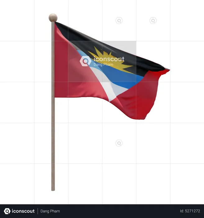 Antigua and Barbuda Flagpole Flag 3D Icon