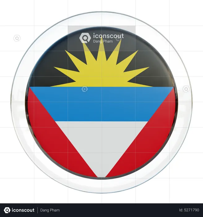 Antigua and Barbuda Round Flag Flag 3D Icon