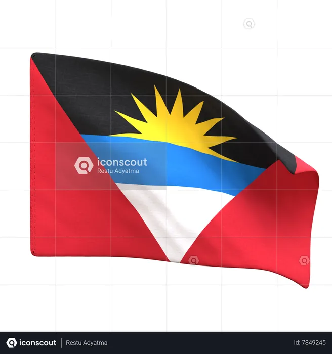 Drapeau d'Antigua-et-Barbuda Flag 3D Icon