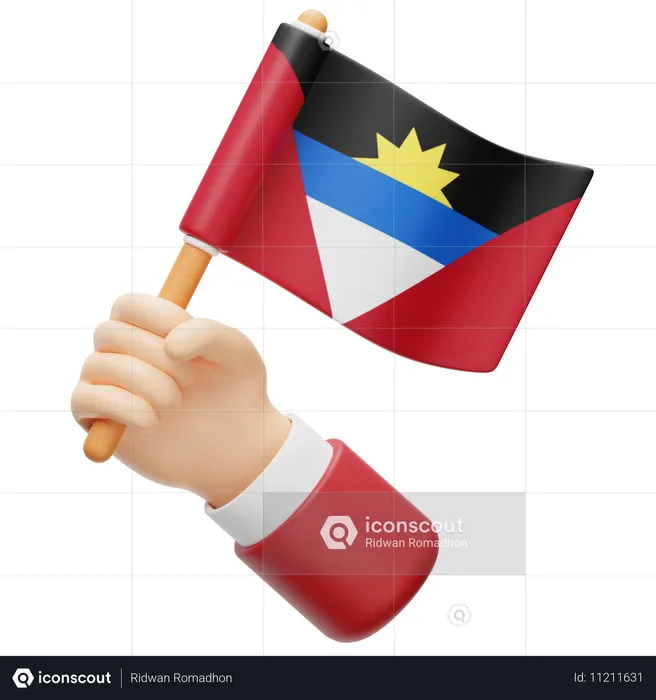 Flagge von Antigua und Barbuda Flag 3D Icon