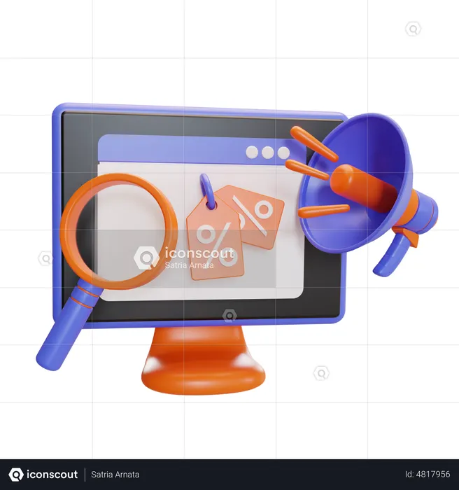 Anuncio de descuento en línea  3D Icon
