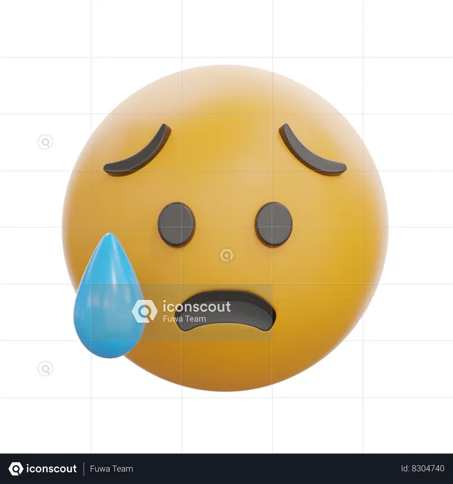 Anxious Face With Sweat Emoji 3D Icon