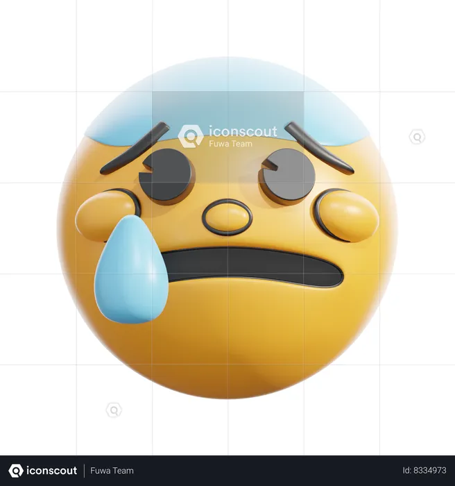 Anxious face with sweat Emoji 3D Icon