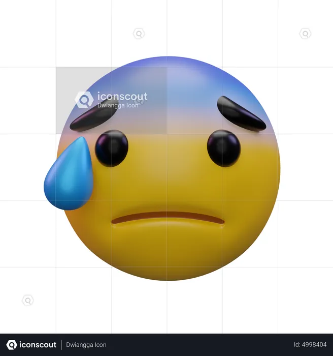 Anxious Face With Sweat Emoji 3D Icon