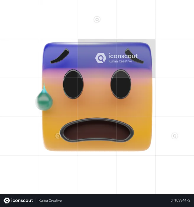 Anxious Face With Sweat Emoji Emoji 3D Icon