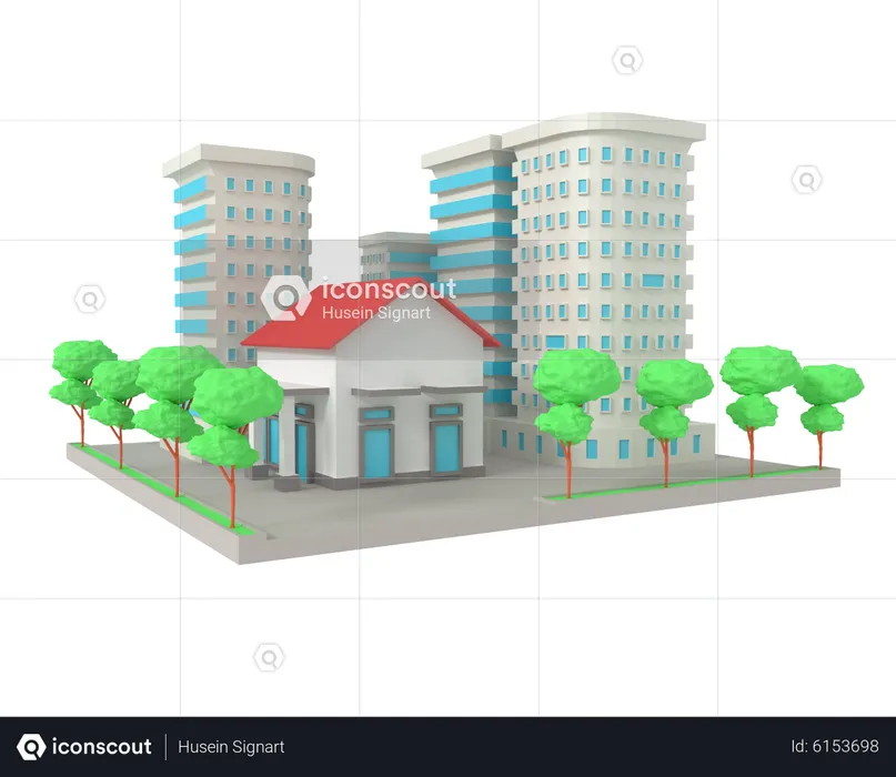 Apartamento e escritórios  3D Illustration