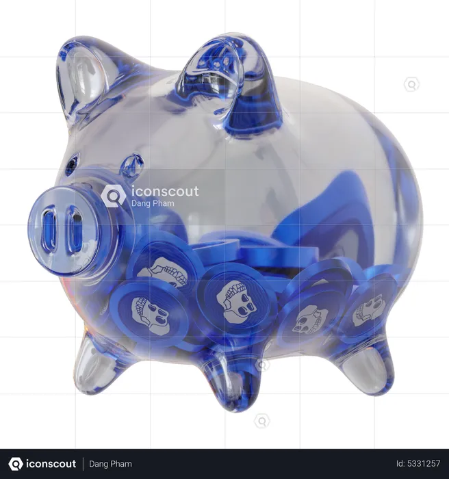 ApeCoin (APE) Clear Glass Piggy Bank  3D Icon