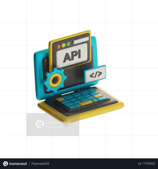 노트북의 API 구성  3D Icon