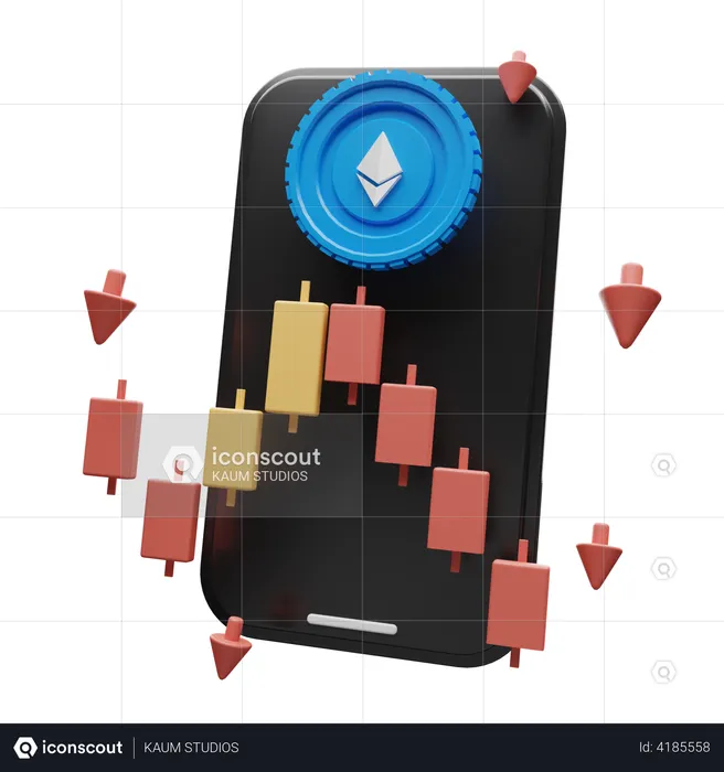 Aplicación criptográfica Ethereum  3D Illustration